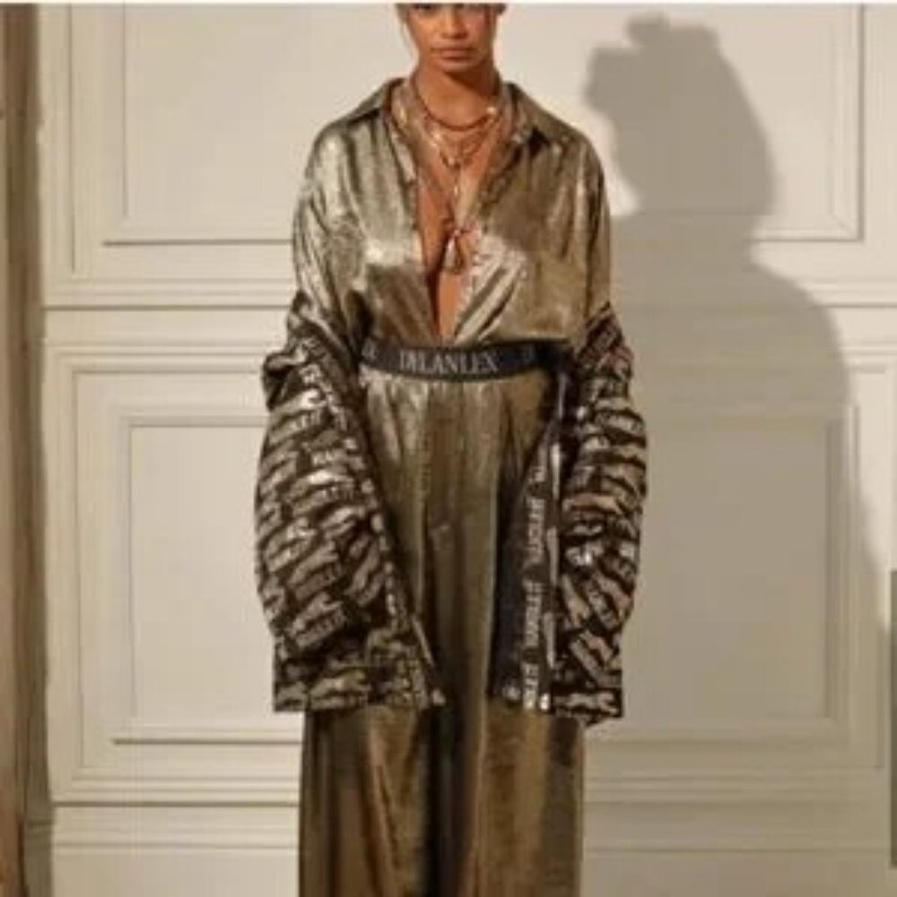 Dylanlex Pants Metallic Gold Wide Leg Cozy Pant XS - Picture 4 of 14